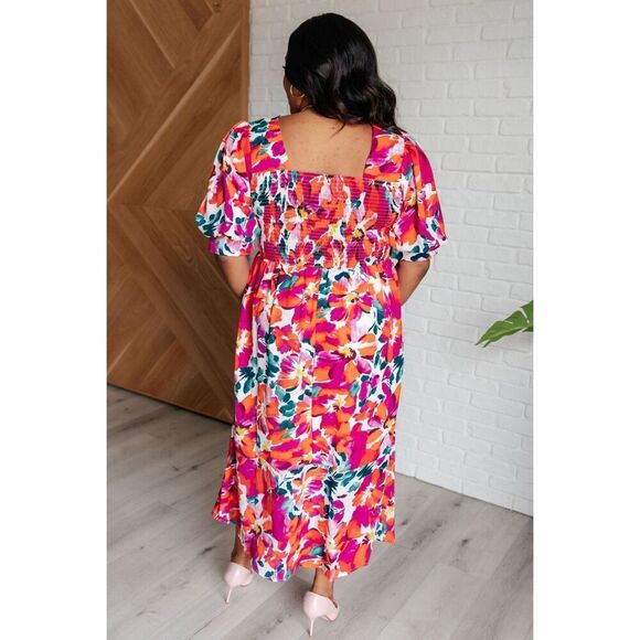 Center & main stroll in the park floral maxi dress size xl smocked balloon sleev - Picture 6 of 15